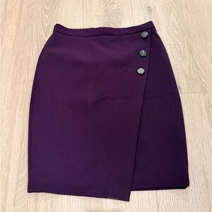 Ann Taylor Petite Purple Pencil Skirt with Front Button Detail